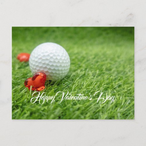 Golf Valentines Day with love and golf ball Holiday Postcard