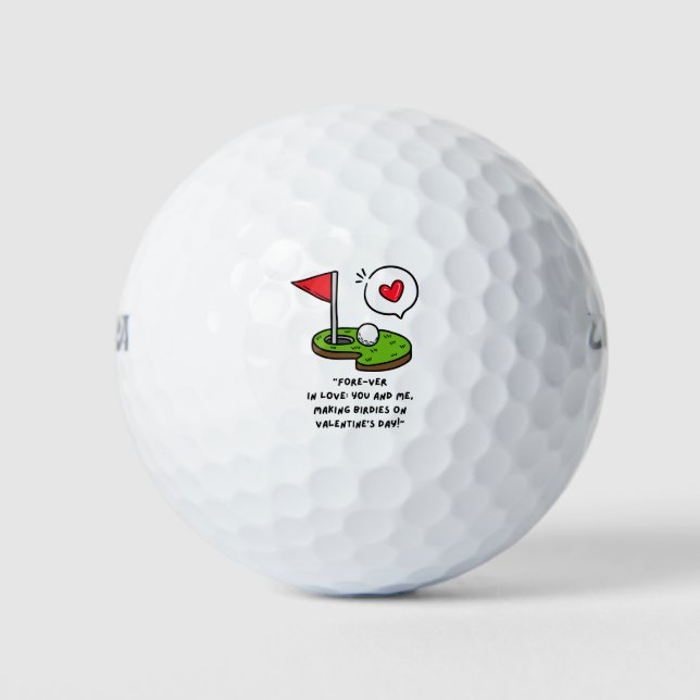 Golf Valentine's Day with red heart Balls (Front)