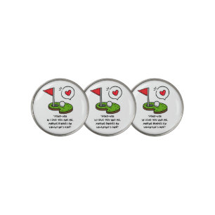 Golf Valentine's Day with red heart funny saying Golf Ball Marker