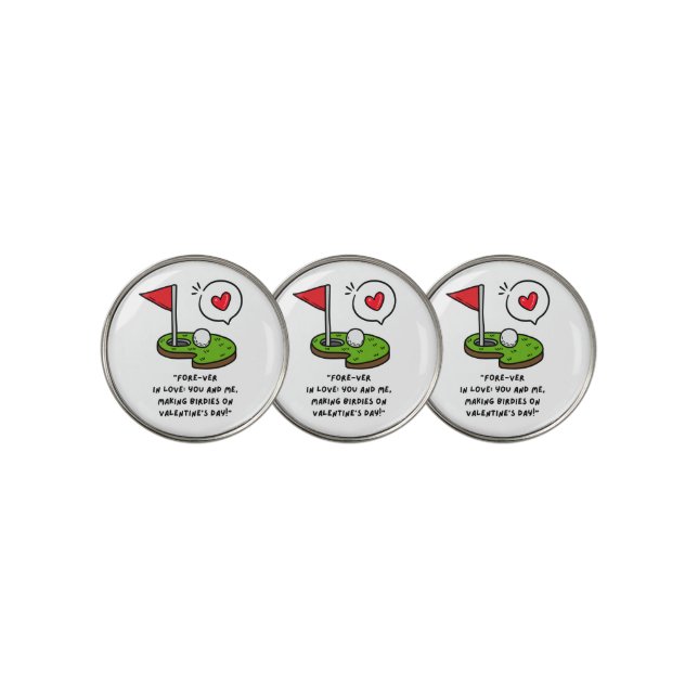 Golf Valentine's Day with red heart funny saying Golf Ball Marker (3 Up)