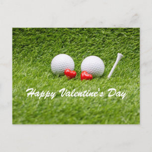 Golf Valentine's  two golf balls love heart Postcard