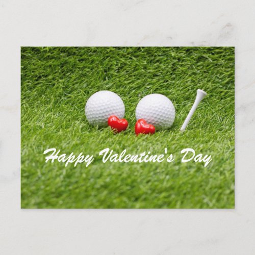Golf Valentines  two golf balls love heart Postcard