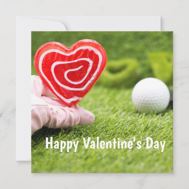 Golf Valentines with Love tee with heart on green (Front)
