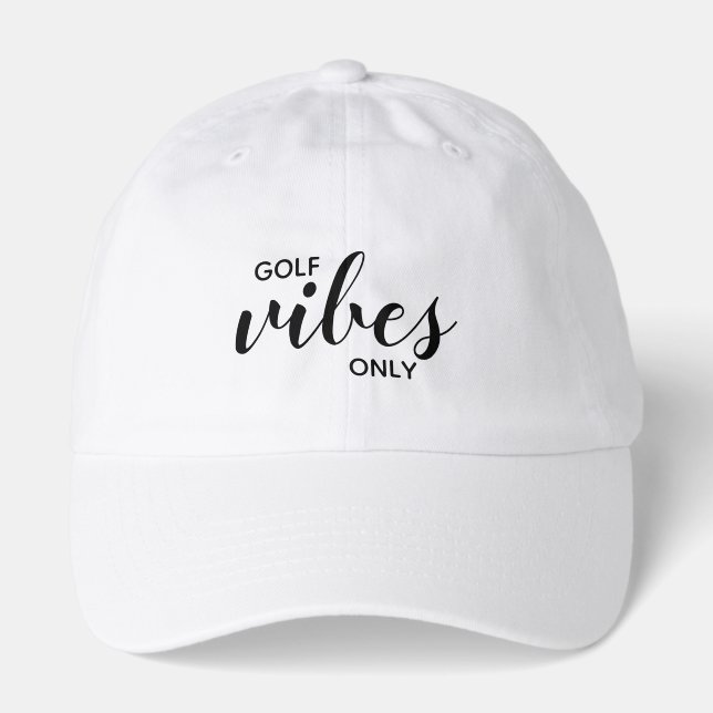 Golf Vibes Only Black Script Sporty Dad Hat (Front)