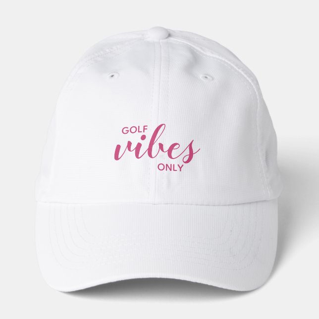 Golf Vibes Only Black Script Sporty Dad Performance Cap (Front)