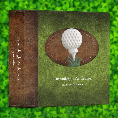 Golf Vintage Faux Green Leather Elegance 3 Ring Binder