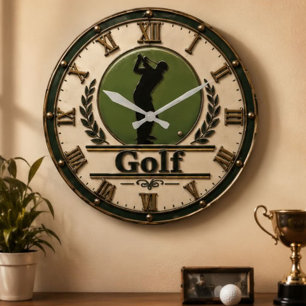 Golf Vintage Golfer Country Club Large Clock