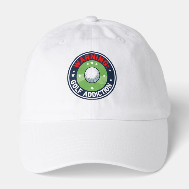 Golf Warning Serious Addiction Funny Golfer Hat (Front)