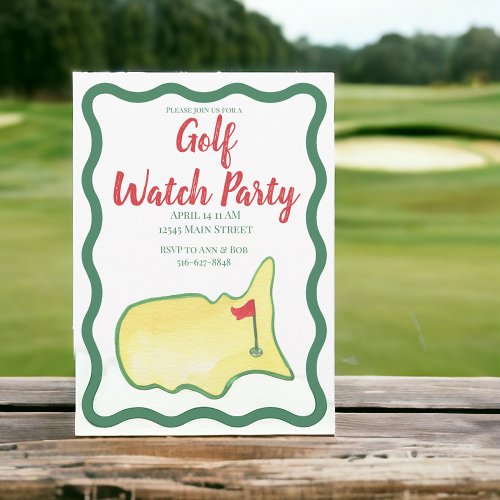 Golf Watch Party Hole Red Flag Invitation