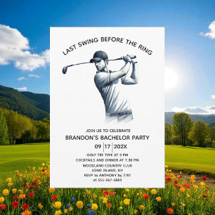 Golf Watercolor Bachelor Party Invitation