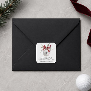 Golf Watercolor Christmas Sticker Return Address