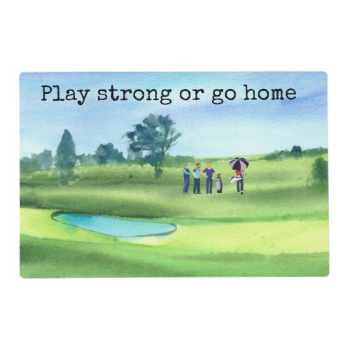 Golf watercolor with golfer golfing on green placemat