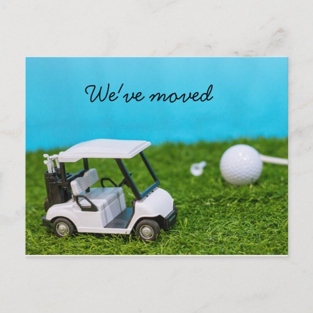 Golf we have moved house postcard (Front)