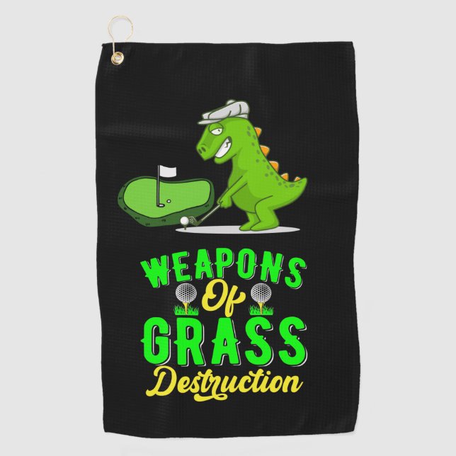 Golf Weapon of Grass Destruction with Dinosaur  Golf Towel (Front)