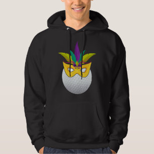 Golf Wearing Mardi Gras Funny Golf Carnival Mask Hoodie