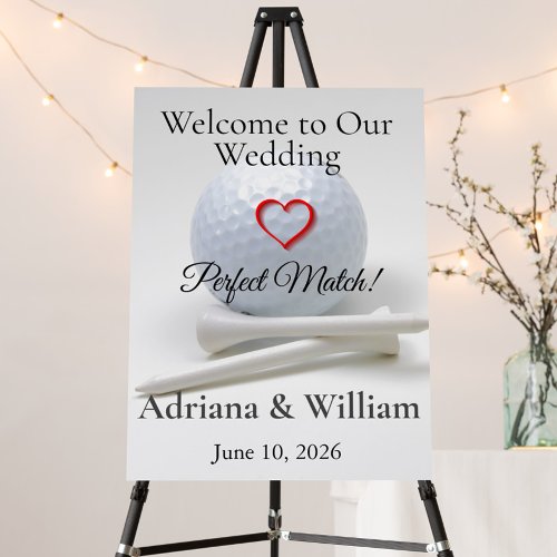 Golf Wedding 18x24 Hearts display sign