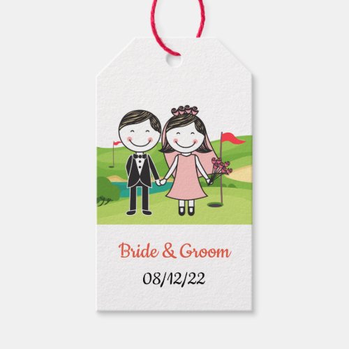 Golf Wedding Bride and Groom  at golf course     Gift Tags