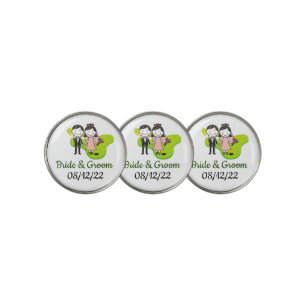 Golf Wedding Bride and Groom at golf course Golf Ball Marker