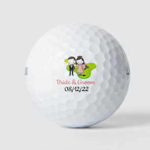 Golf Wedding Bride and Groom at golf course Golf Balls