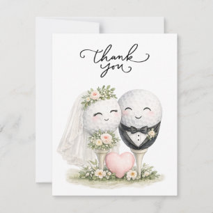 Golf Wedding bride and groom Note Card