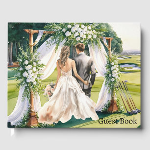 Golf wedding Bride and Groom on the course Guest Book