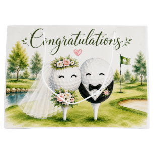 Golf Wedding Bride & Groom ball Large Gift Bag