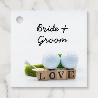 Golf wedding bride groom golf ball tee with love favor tags