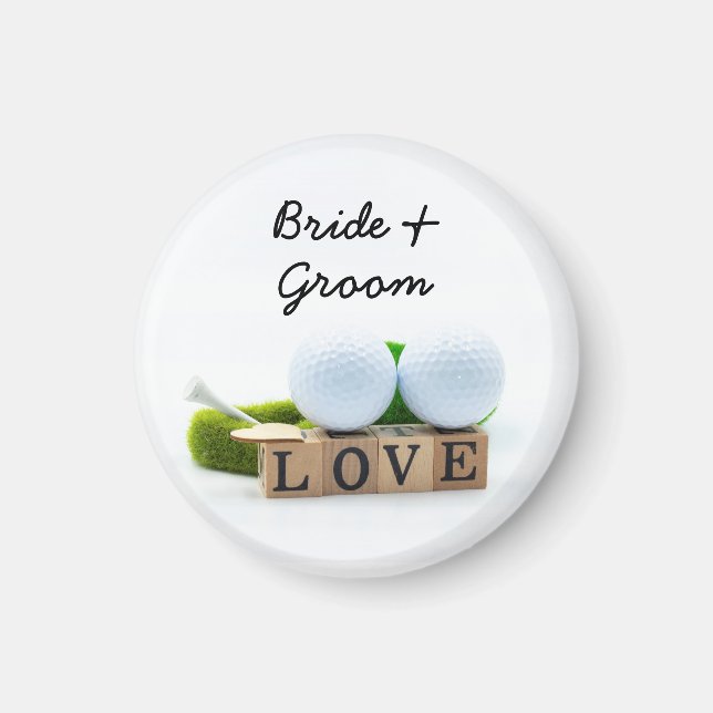 Golf wedding bride groom golf ball tee with love magnet (Front)
