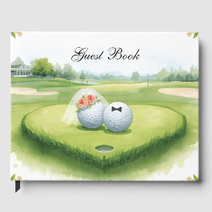 Golf wedding Bride & Groom Golfer on golf course Guest Book
