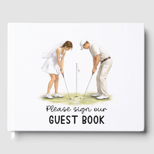 Golf Wedding Bride & Groom golfing Guest Book