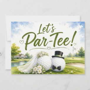 Golf Wedding Bride & Groom Watercolor Design Invitation