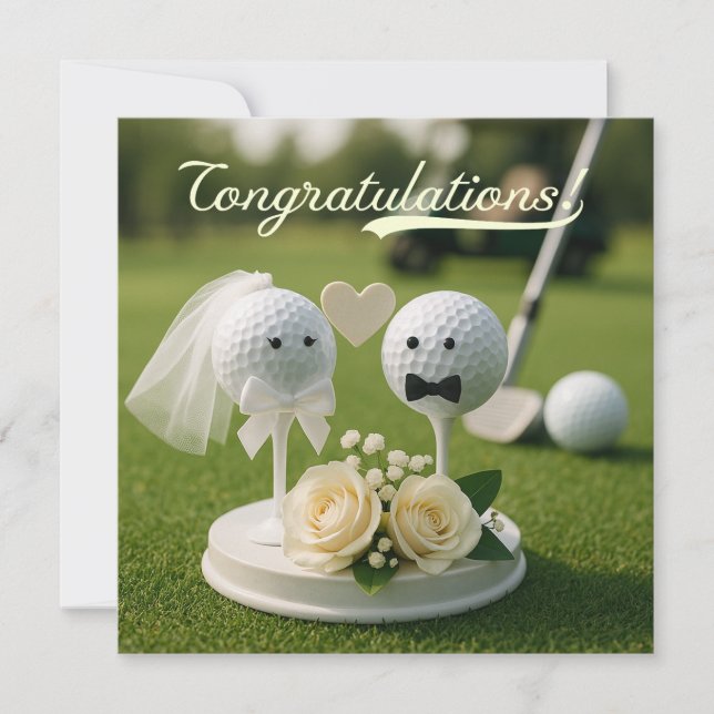 Golf Wedding Congratulations with bride and groom  (Front)