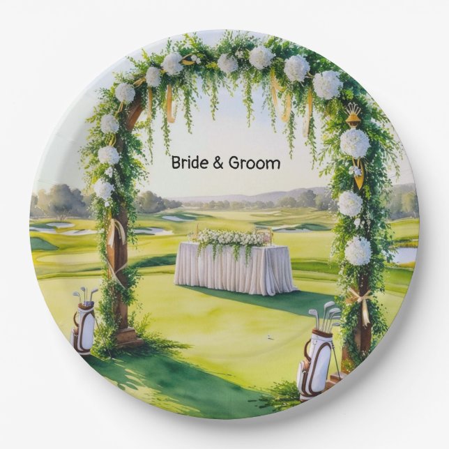 Golf Wedding Decorations at the Green Paper Plate (Front)