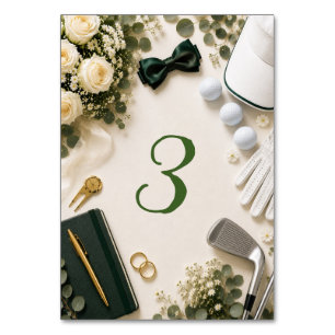 Golf Wedding Flat Lay Elegant Table Number