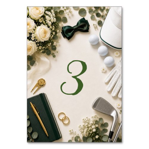 Golf Wedding Flat Lay Elegant Table Number