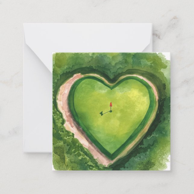 Golf wedding golf heart shape  note card (Front)