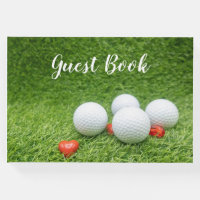 Golf wedding guest book with balls and hearts