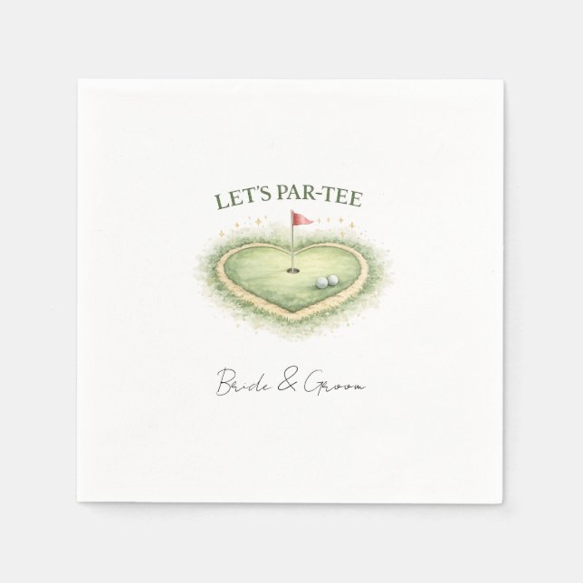 Golf wedding heart shaped golf course napkins (Front)