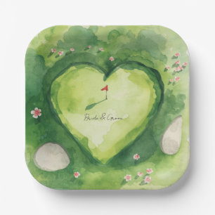 Golf wedding heart shaped golf course paper plates