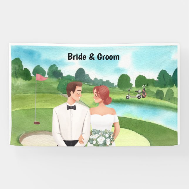 Golf wedding in golf course bride and Groom golfer Banner (Horizontal)