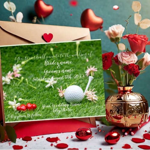 Golf Wedding Invitation card golf ball with love