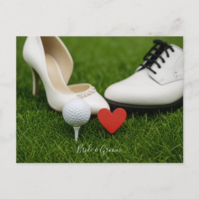 Golf Wedding Invitation card golf bsll with love (Front)