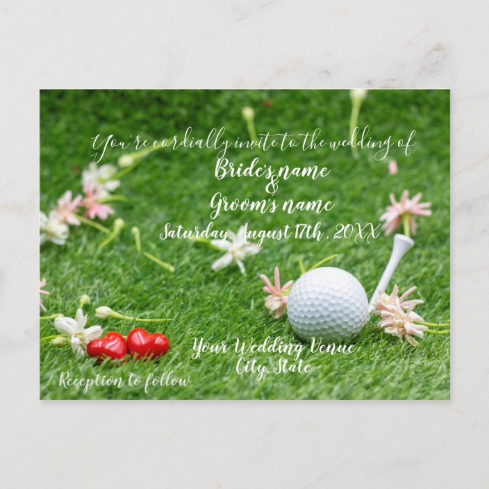 Golf Wedding Invitation card golf bsll with love | Zazzle.com