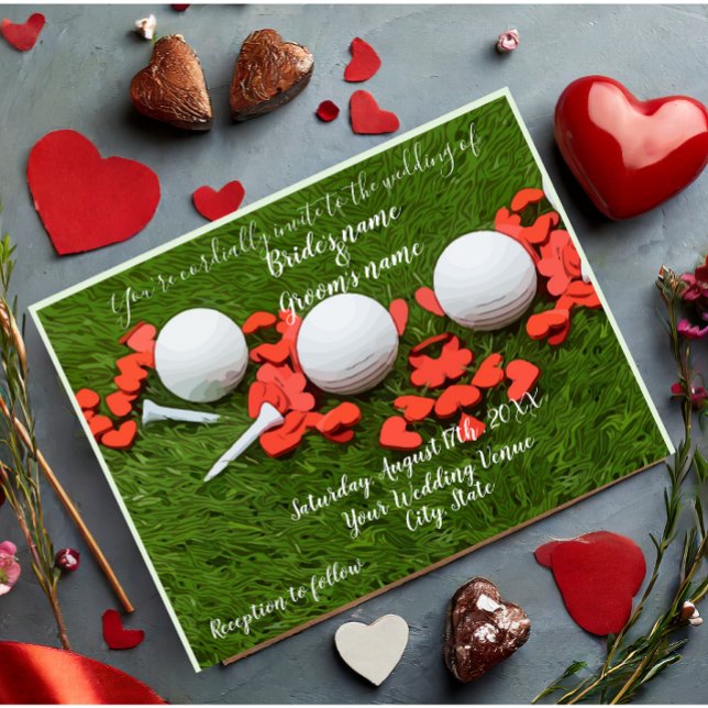 Golf Wedding Invitation card golf bsll with love (Creator Uploaded)