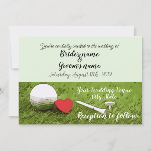 Golf Wedding Invitation card with golf ball