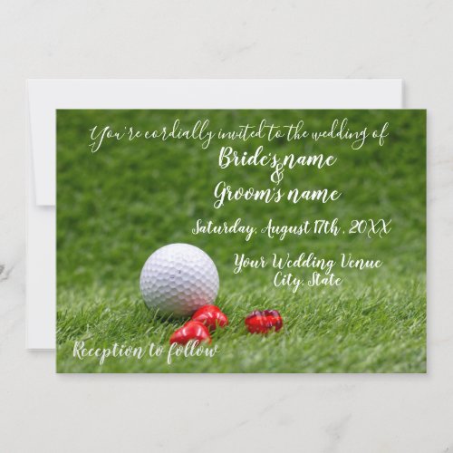 Golf Wedding Invitation card with golf ball
