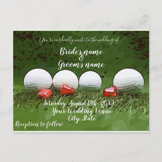 Golf Wedding Invitation card with golf ball (Front)