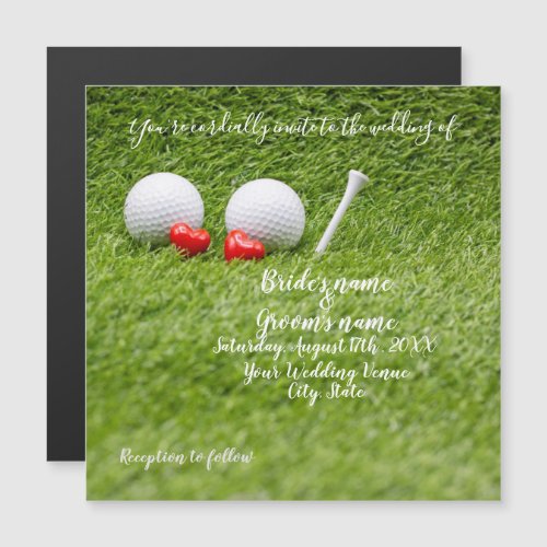 Golf Wedding Invitation card with golf ball  love