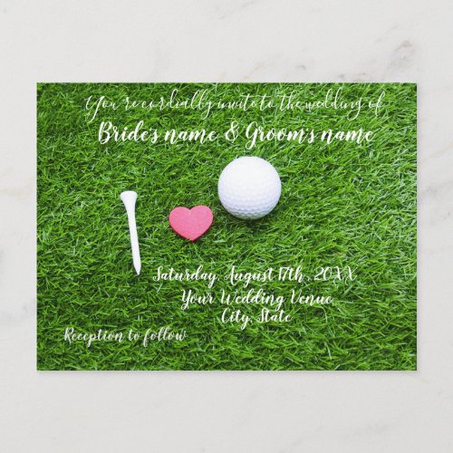 Golf Wedding Invitation card with love on green