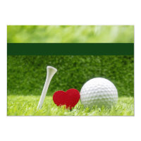 Golf wedding invitation with love and tee